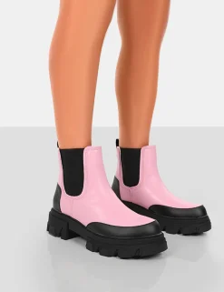 Public Desire By Midnight Pu Platform Chunky Sole Chelsea Boots | Women Chunky Boots