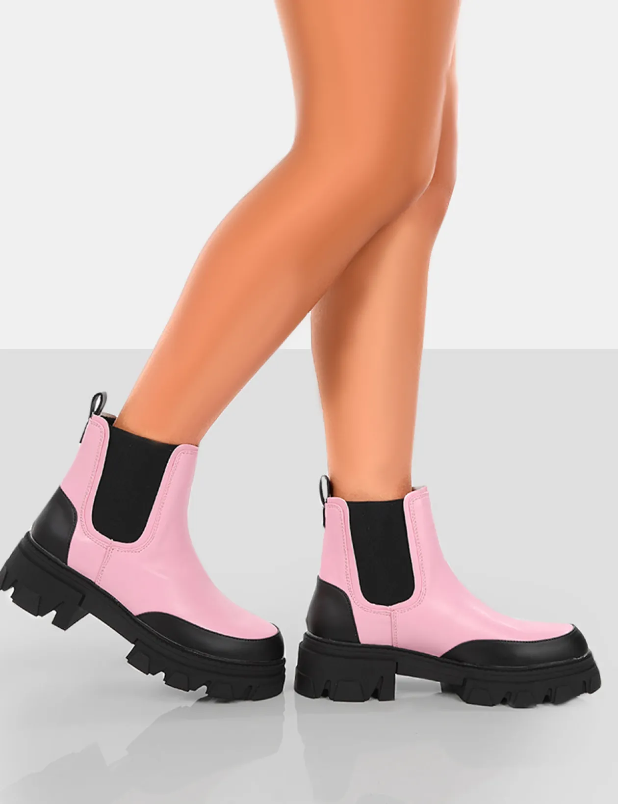 Public Desire By Midnight Pu Platform Chunky Sole Chelsea Boots | Women Chunky Boots