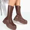 Public Desire Cam Pu Chunky Sole Round Toe Ankle Boots | Women Chunky Boots