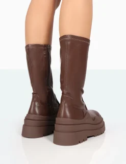 Public Desire Cam Pu Chunky Sole Round Toe Ankle Boots | Women Chunky Boots