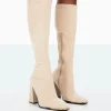 Public Desire Caryn Faux Suede Knee High Block Heeled Boots | Women Knee High Boots