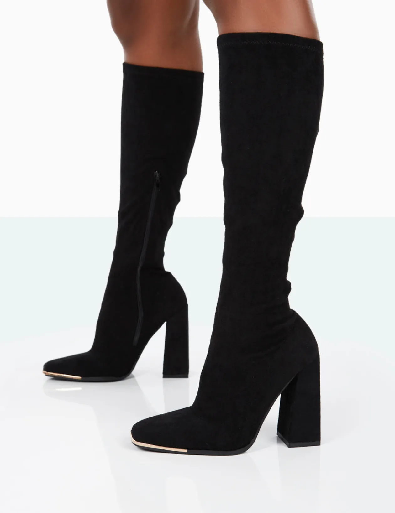 Public Desire Caryn Faux Suede Knee High Block Heeled Boots | Women Knee High Boots