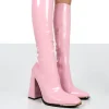 Public Desire Caryn Patent Knee High Heeled Boots | Women Knee High Boots