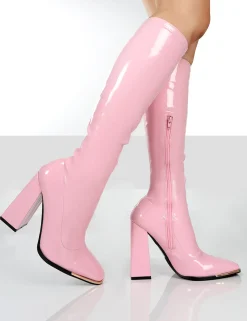 Public Desire Caryn Patent Knee High Heeled Boots | Women Knee High Boots