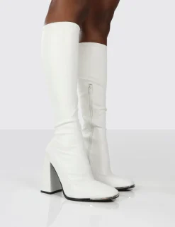 Public Desire Caryn Pu Block Heeled Knee High Boots | Women Knee High Boots