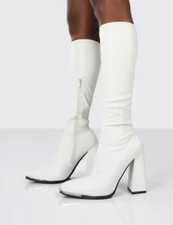 Public Desire Caryn Pu Block Heeled Knee High Boots | Women Knee High Boots