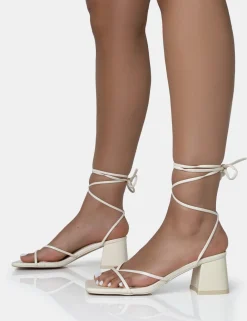 Public Desire Casey Strappy Lace Up Square Toe Low Block Heel Sandals | Women Strappy Sandals