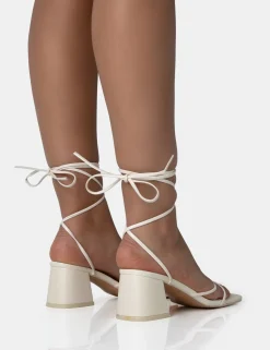 Public Desire Casey Strappy Lace Up Square Toe Low Block Heel Sandals | Women Strappy Sandals