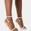 Public Desire Catwalk Pu Chain Strappy Square Toe Stiletto Heels | Women Stilettos