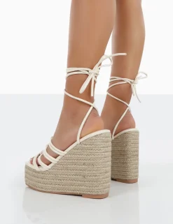 Public Desire Chakkra Pu High Heeled Sandal Espadrilles Wedges | Women Sandals