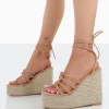 Public Desire Chakkra Pu High Heeled Sandal Espadrilles Wedges | Women Sandals