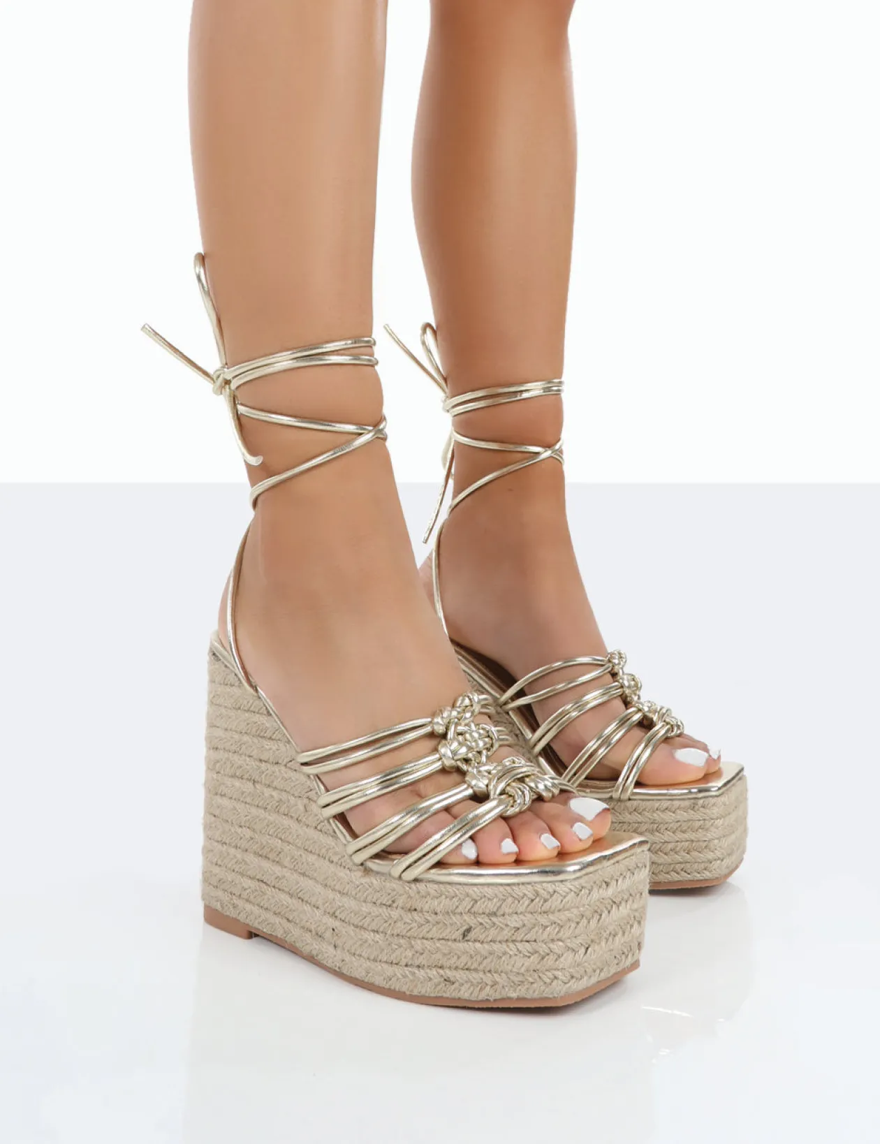 Public Desire Chakkra Pu High Heeled Sandal Espadrilles Wedges | Women Sandals