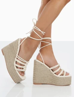 Public Desire Chakkra Pu High Heeled Sandal Espadrilles Wedges | Women Sandals