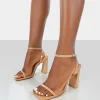 Public Desire Charlotte Patent Square Toe Strappy Block Heels | Women Barely There Heels