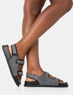 Public Desire Chichi Diamante Double Strap Dad Sandals | Women Chunky Sandals