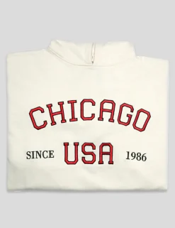 Public Desire Chigago Slogan Oversized Hoodie Ecru | Women Sweatshirt & Hoodies