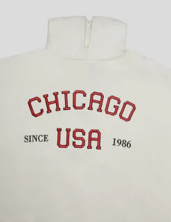 Public Desire Chigago Slogan Oversized Hoodie Ecru | Women Sweatshirt & Hoodies