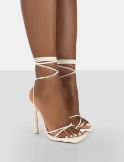 Public Desire Ci Ci Pu Square Toe Lace Up Stiletto Heels | Women Square Toe Heels