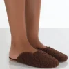 Public Desire Ciao Chocolate Teddy Slip On Slippers | Women Slippers