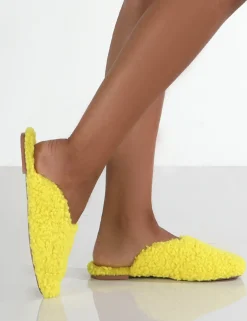 Public Desire Ciao Neon Teddy Slip On Slippers | Women Slippers
