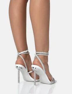 Public Desire Clueless Strappy Square Toe Diamante Heels | Women Square Toe Heels