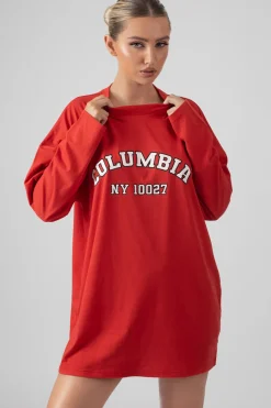 Public Desire Columbia Slogan Long Sleeved T-Shirt Dress | Women Tops
