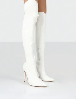 Public Desire Confidence Stiletto Heeled Over The Knee Pu Boots | Women Over The Knee Boots