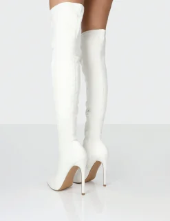 Public Desire Confidence Stiletto Heeled Over The Knee Pu Boots | Women Over The Knee Boots
