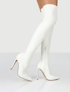 Public Desire Confidence Stiletto Heeled Over The Knee Pu Boots | Women Over The Knee Boots