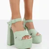 Public Desire Content Towelling Chunky Platform Sandal High Heels | Women Platform Heels