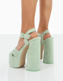 Public Desire Content Towelling Chunky Platform Sandal High Heels | Women Platform Heels
