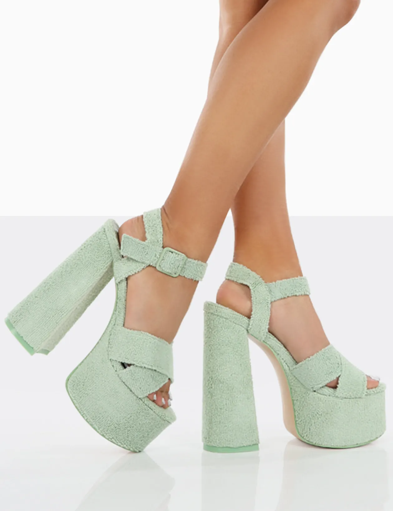 Public Desire Content Towelling Chunky Platform Sandal High Heels | Women Platform Heels