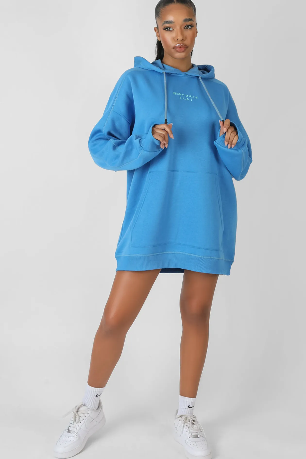 Public Desire Contrast Stitch Slogan Hoodie Sweat Dress | Women Dresses