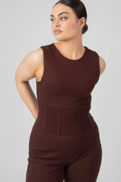 Public Desire Corset Detail Top Chocolate | Women Tops