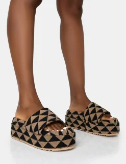 Public Desire Cowrie Geometric Print Platform Slider Sandal | Women Festival Sandals