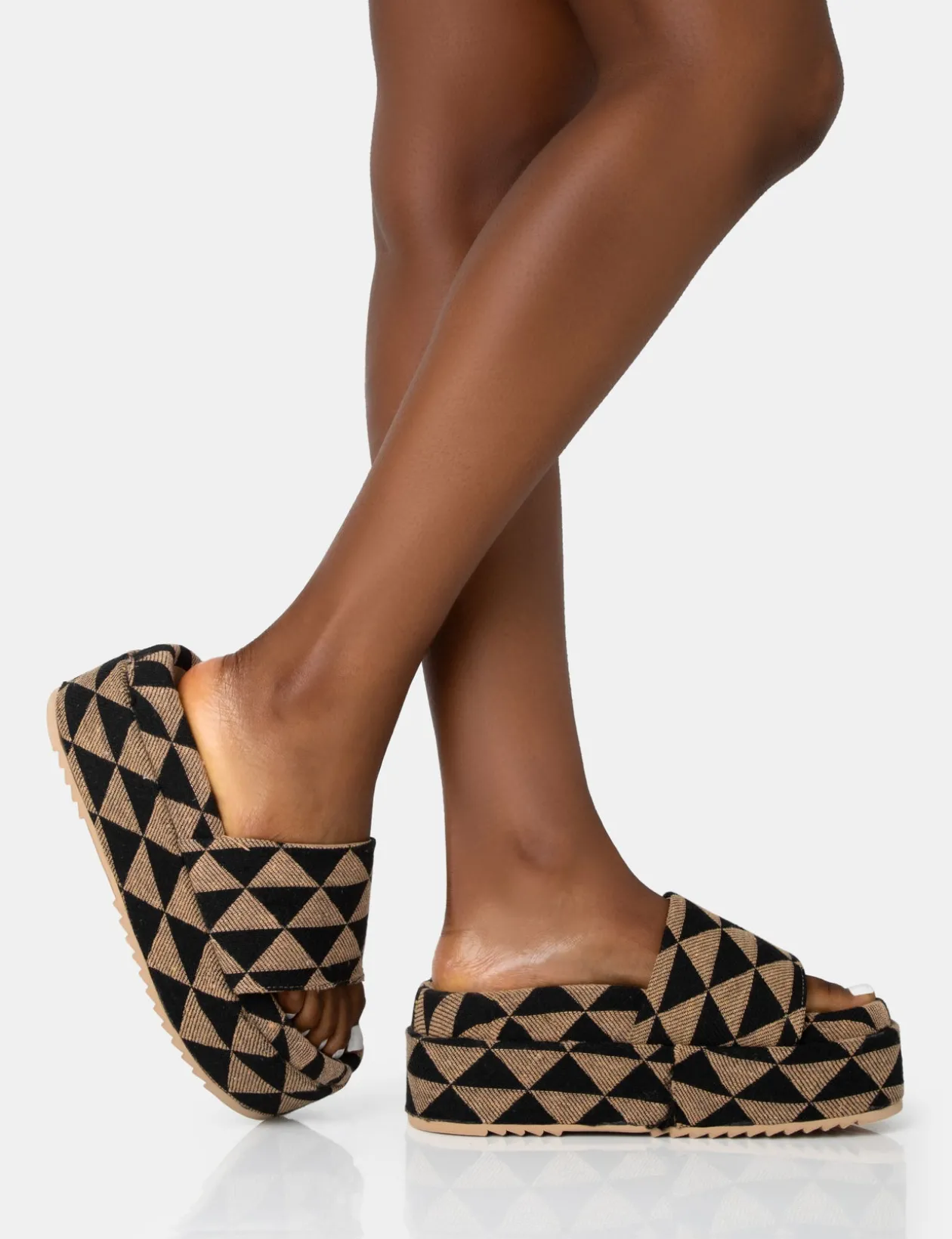Public Desire Cowrie Geometric Print Platform Slider Sandal | Women Festival Sandals