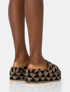 Public Desire Cowrie Geometric Print Platform Slider Sandal | Women Festival Sandals