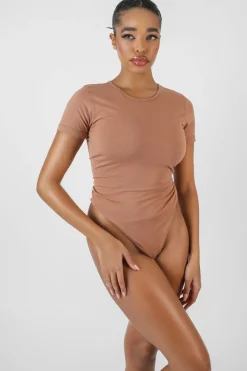 Public Desire Crew Neck Cap Sleeve Tshirt Bodysuit | Women Bodysuits