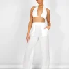 Public Desire Crinkle Elasticated Waist Wide Leg Trousers | Women Trousers