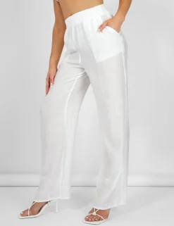 Public Desire Crinkle Elasticated Waist Wide Leg Trousers | Women Trousers