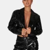Public Desire Cropped Croc Vinyl Blazer | Women Outerwear & Jackets
