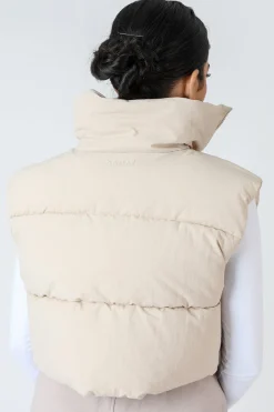Public Desire Cropped Puffer Gilet Stone | Women Outerwear & Jackets