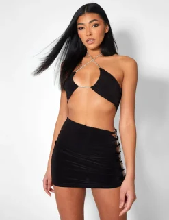 Public Desire Cross Front Diamante Rope Crop Top | Women Tops