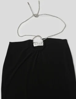 Public Desire Cross Front Diamante Rope Midaxi Skirt Black | Women Skirts