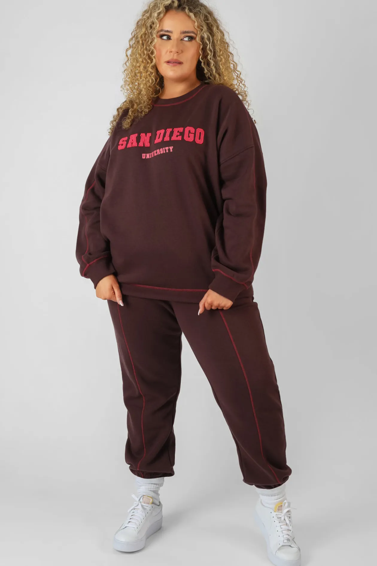 Public Desire Curve Contrast Stitch 90's Joggers | Women Curve