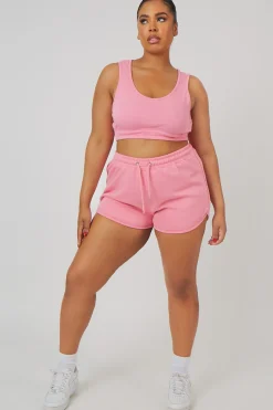 Public Desire Curve Elasticated Waist Sweat Scoop Neck Crop Top | Women Curve