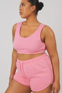 Public Desire Curve Elasticated Waist Sweat Scoop Neck Crop Top | Women Curve