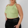 Public Desire Curve High Neck Knitted Racer Crop Top | Women Curve