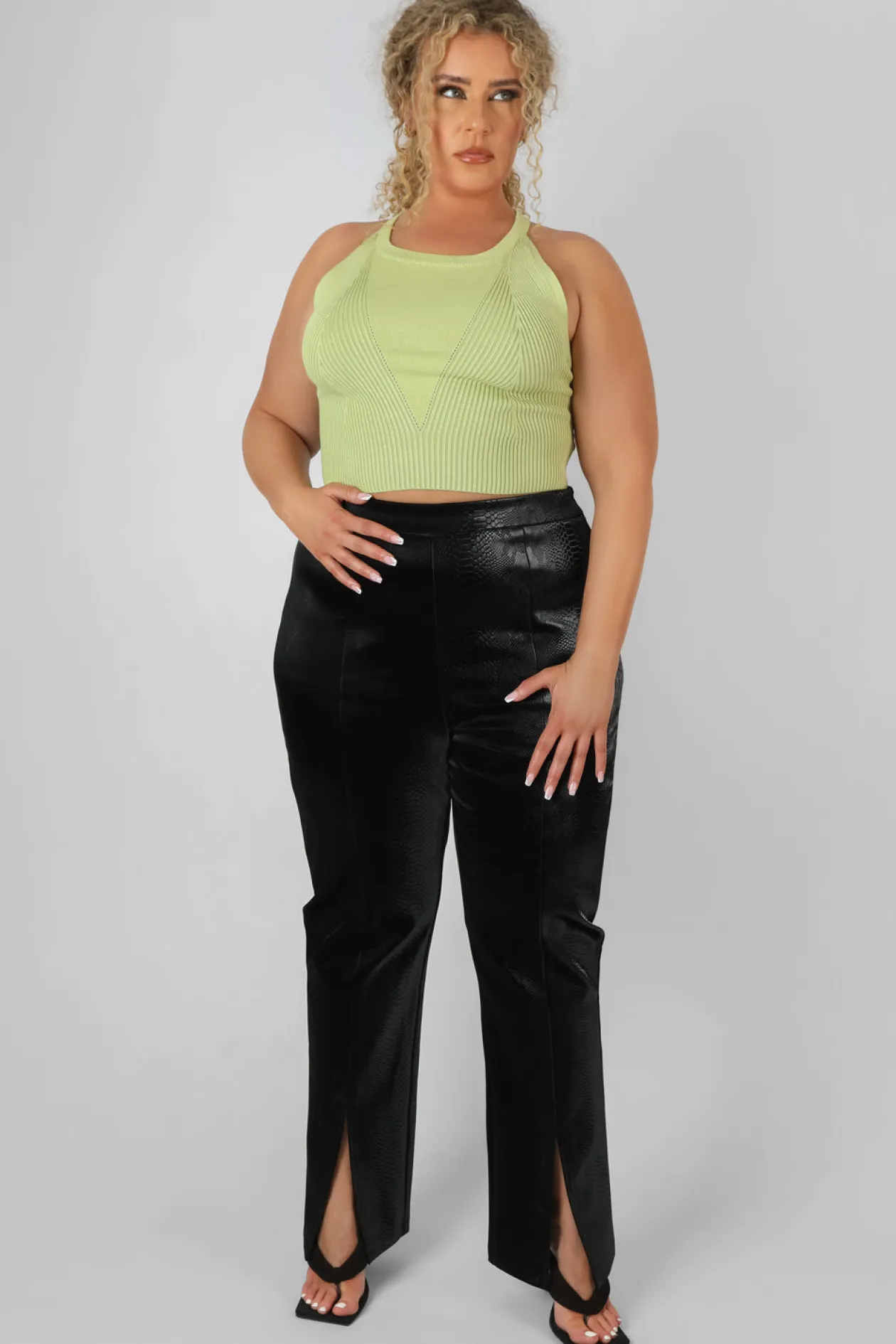 Public Desire Curve High Neck Knitted Racer Crop Top | Women Curve