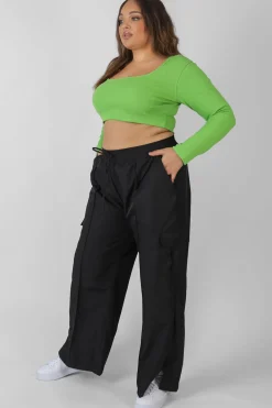 Public Desire Curve Long Sleeve Square Neck Crop Top | Women Curve